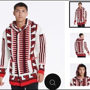 ONE IN A MILLION MEN’S CAPTAIN SWEATER HOODIE WHITE /RED SIZE MEDIUM